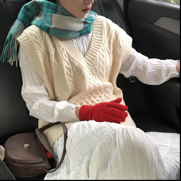 2 colors 2021 autumn and winter knitted vintage v neck twist vest sweaters womens sweaters and pullovers womens c8528, White;black
2 colors 2021 autumn and winter knitted vintage v neck twist vest sweaters womens sweaters and pullovers womens c8528, White;black