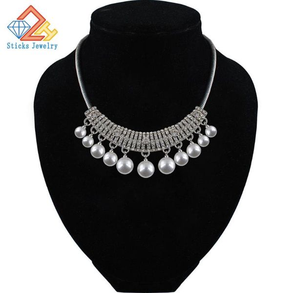 pendant necklaces choker necklace big simulated pearl for women statement chunky jewelry bib wedding, Silver
pendant necklaces choker necklace big simulated pearl for women statement chunky jewelry bib wedding, Silver