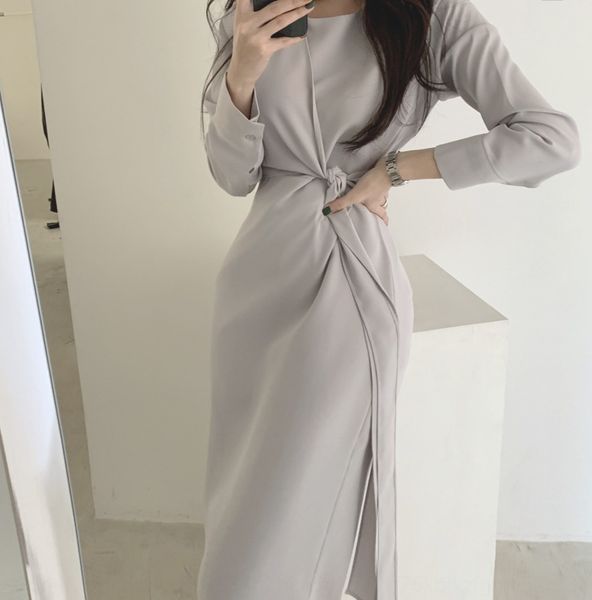 korean version of early autumn new style elegant bandage waist over knee dress solid color show thin long sleeve dress jvui0, Black;gray
korean version of early autumn new style elegant bandage waist over knee dress solid color show thin long sleeve dress jvui0, Black;gray