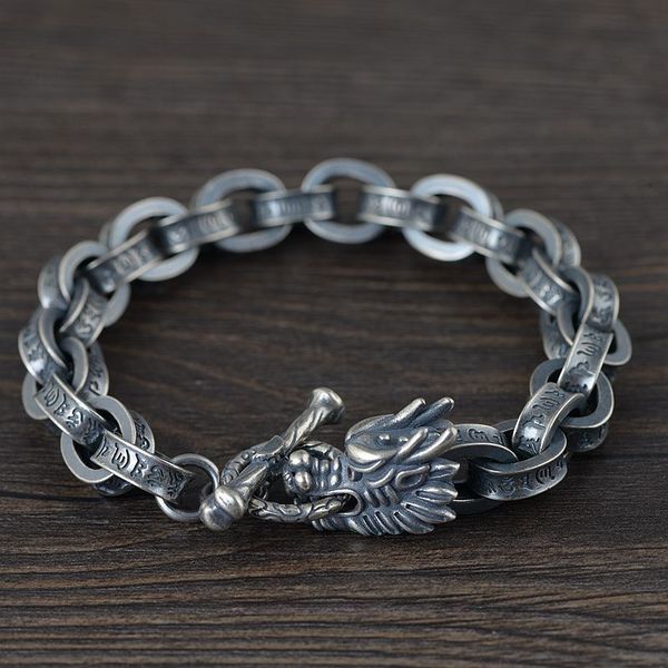heavy mantra dragon bracelets for men 925 silver jewelry six words bracelet 22cm retro punk style q1210, Black
heavy mantra dragon bracelets for men 925 silver jewelry six words bracelet 22cm retro punk style q1210, Black
