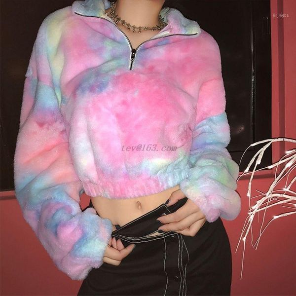 women winter plush rainbow tie-dye long sleeve coat jackets turtleneck zipper up pullover crop sweatshirt hip hop streetwear1, Black
women winter plush rainbow tie-dye long sleeve coat jackets turtleneck zipper up pullover crop sweatshirt hip hop streetwear1, Black