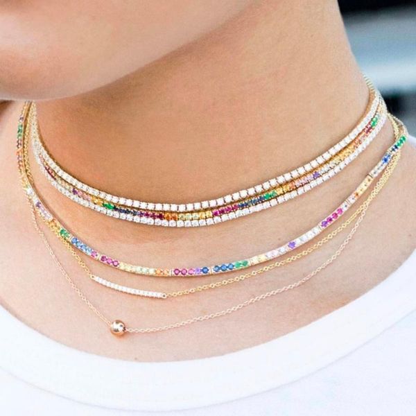 chains clear cz tennis chain choker necklace thin gold color women lady fashion trendy chockers, Silver
chains clear cz tennis chain choker necklace thin gold color women lady fashion trendy chockers, Silver