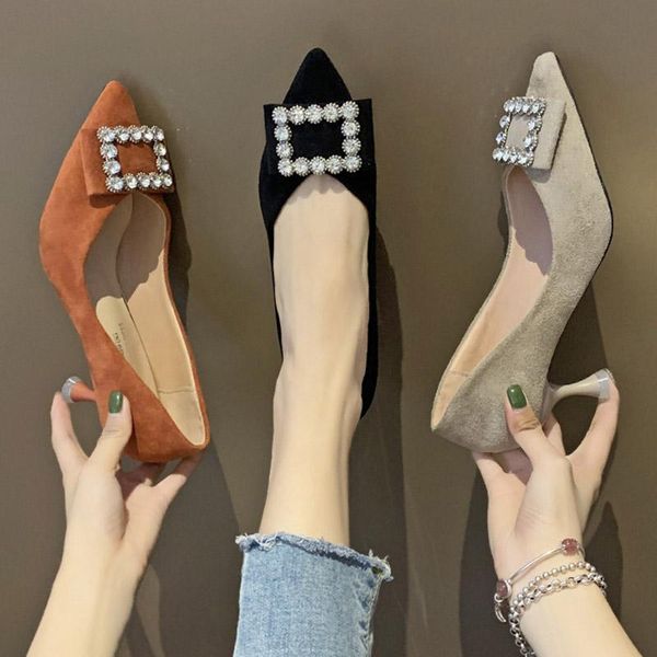 dress shoes spring autumne women rhinestone high heels thick heeled pumps faux suede boat office lady 76c89, Black
dress shoes spring autumne women rhinestone high heels thick heeled pumps faux suede boat office lady 76c89, Black