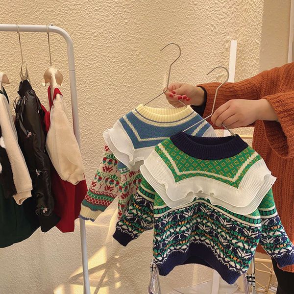 girls' winter wear, new foreign sle sweater, children's pullover, knitted shirt, stitched top, Blue
girls' winter wear, new foreign sle sweater, children's pullover, knitted shirt, stitched top, Blue