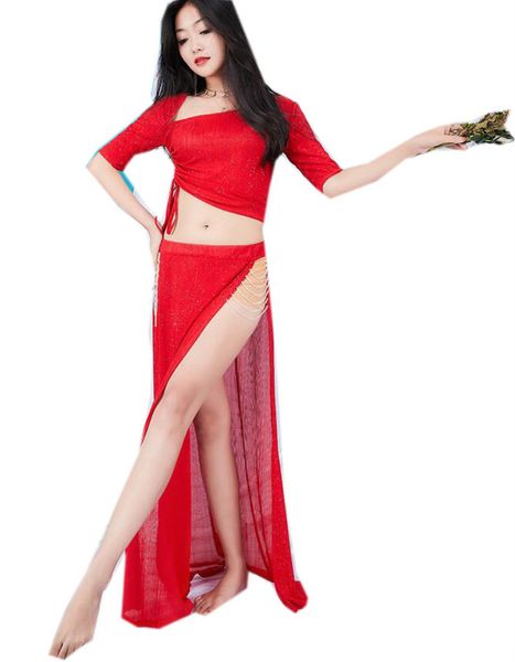 belly dance practice wear women adults oriental dancing clothing 2 piece exotic long skirt shine water yarn red new arrival, Black;red
belly dance practice wear women adults oriental dancing clothing 2 piece exotic long skirt shine water yarn red new arrival, Black;red