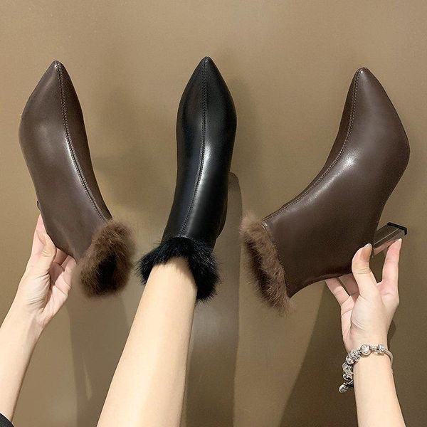 coffee short plush autumn brand 2020 new ankle boots leather women high heels pointed toe fashion boots zapatos de mujer, Black
coffee short plush autumn brand 2020 new ankle boots leather women high heels pointed toe fashion boots zapatos de mujer, Black