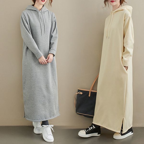 2021 long with hoodie warm female casual temperament sleeves loose dress thin 2jrv, Black;gray
2021 long with hoodie warm female casual temperament sleeves loose dress thin 2jrv, Black;gray