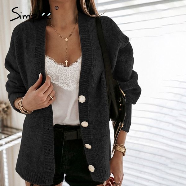 simplee casual v-neck women's cardigan solid button drop shoulder sleeve knitted sweater elegant high street winter cardigan y200915, White;black
simplee casual v-neck women's cardigan solid button drop shoulder sleeve knitted sweater elegant high street winter cardigan y200915, White;black