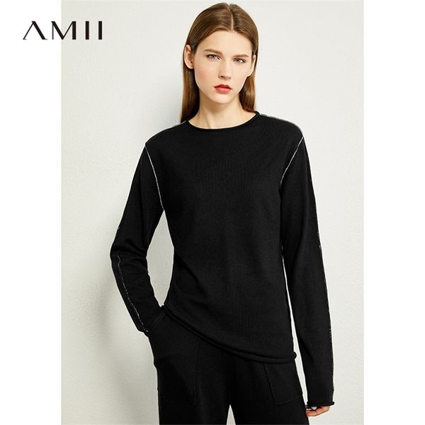 amii minimalism autumn winter causal sweaters for women fashion oneck full sleeve loose women's sweater 12040423 201221, White;black
amii minimalism autumn winter causal sweaters for women fashion oneck full sleeve loose women's sweater 12040423 201221, White;black