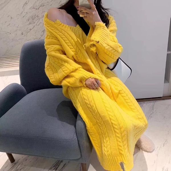casual dresses 2021 autumn winter v-neck long sleeve sweaters knitted womens loose maxi oversize knitting robe vestidos, Black;gray
casual dresses 2021 autumn winter v-neck long sleeve sweaters knitted womens loose maxi oversize knitting robe vestidos, Black;gray