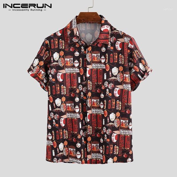 incerun summer men printed shirt short sleeve turn-down collar vintage breathable blouse streetwear casual hawaiian shirts s-5xl1, White;black 
incerun summer men printed shirt short sleeve turn-down collar vintage breathable blouse streetwear casual hawaiian shirts s-5xl1, White;black