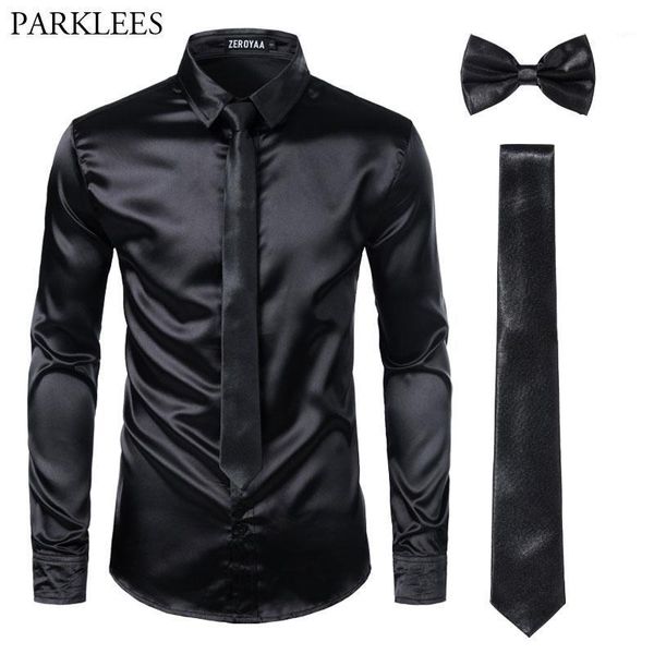 black silk satin shirt men with tie bowtie slim fit smooth chemise homme nightclub wedding party prom dress shirts men camisas1, White;black
black silk satin shirt men with tie bowtie slim fit smooth chemise homme nightclub wedding party prom dress shirts men camisas1, White;black