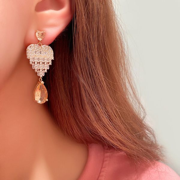 women earrings gold plated full cz heart earrings dangles for girls women for party wedding nice gift, Golden;silver
women earrings gold plated full cz heart earrings dangles for girls women for party wedding nice gift, Golden;silver