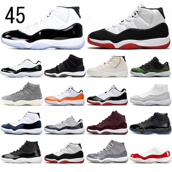 2021 new arrival women men jumpman 11 11s basketball shoes high vast grey metallic silver cap and gown mens trainers sports sneakers 36-47, White;red
2021 new arrival women men jumpman 11 11s basketball shoes high vast grey metallic silver cap and gown mens trainers sports sneakers 36-47, White;red