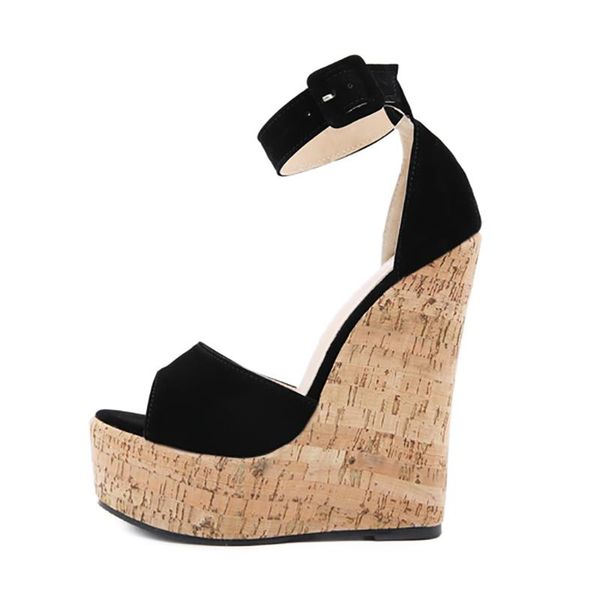 sandals summer women wedges fashion pure color buckle suede party shoes ankle platform consice height 15cm size 35-42, Black
sandals summer women wedges fashion pure color buckle suede party shoes ankle platform consice height 15cm size 35-42, Black