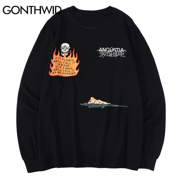 fire flame skull crocodile print long sleeve tees shirts streetwear hip hop harajuku casual cotton tshirts fashion, White;black
fire flame skull crocodile print long sleeve tees shirts streetwear hip hop harajuku casual cotton tshirts fashion, White;black