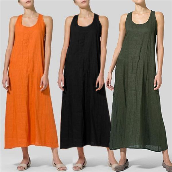 38 women casual long dresses summer solid u neck sleeveless cotton and linen casual maxi dresses streetwear loosepocket, Black;gray
38 women casual long dresses summer solid u neck sleeveless cotton and linen casual maxi dresses streetwear loosepocket, Black;gray