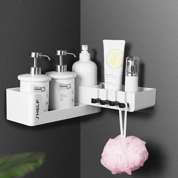 hooks & rails wall mounted bathroom organizer shelf with hook rotatable kitchen storage rack cosmetic shampoo home accessories
hooks & rails wall mounted bathroom organizer shelf with hook rotatable kitchen storage rack cosmetic shampoo home accessories