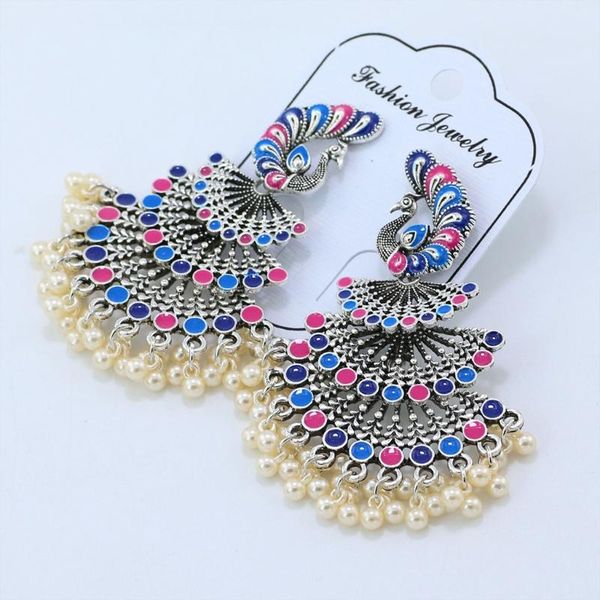 1 pair women luxury enamel color peacock earrings vintage ear dangler pendant axyd, Silver
1 pair women luxury enamel color peacock earrings vintage ear dangler pendant axyd, Silver