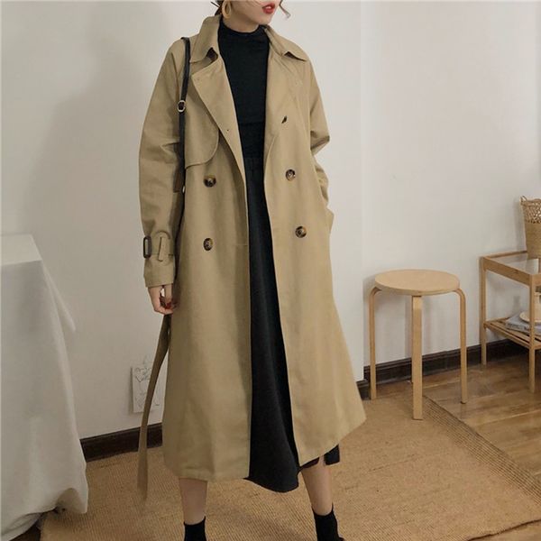 spring autumn fashion trench coat casual women's long outerwear loose clothes for lady with belt high quality, Tan;black
spring autumn fashion trench coat casual women's long outerwear loose clothes for lady with belt high quality, Tan;black
