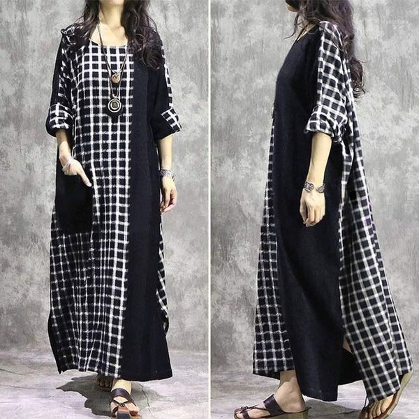 women's patchwork sundress zanzea 2020 fashion check dress casual long sleeve o neck tunic vesitos female plaid robe plus size 71, Black;gray
women's patchwork sundress zanzea 2020 fashion check dress casual long sleeve o neck tunic vesitos female plaid robe plus size 71, Black;gray
