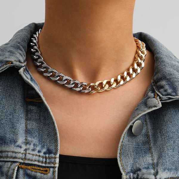 Gothic Cuban Chain Men Necklace Cool Street Hip-Hop Simple Statement Choker Necklace for Women Lovers Collar Jewelry, Silver
Gothic Cuban Chain Men Necklace Cool Street Hip-Hop Simple Statement Choker Necklace for Women Lovers Collar Jewelry, Silver