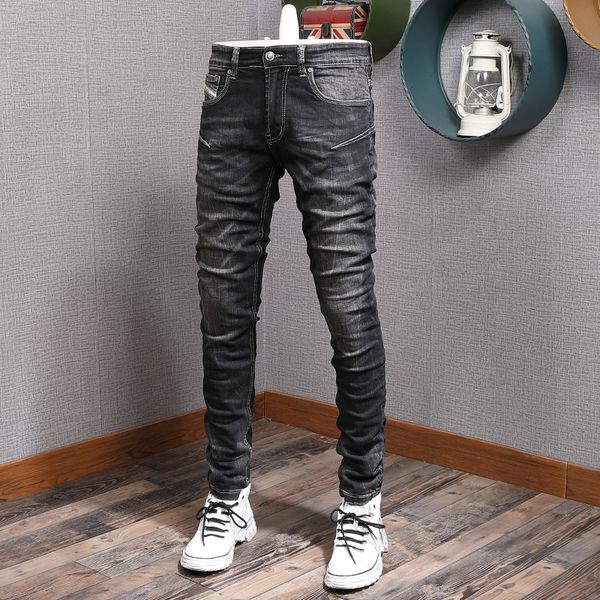 2021 new italian style fashion men jeans black elastic slim fit casual denim pencil pants vintage designer stretch trousers xr0, Blue
2021 new italian style fashion men jeans black elastic slim fit casual denim pencil pants vintage designer stretch trousers xr0, Blue
