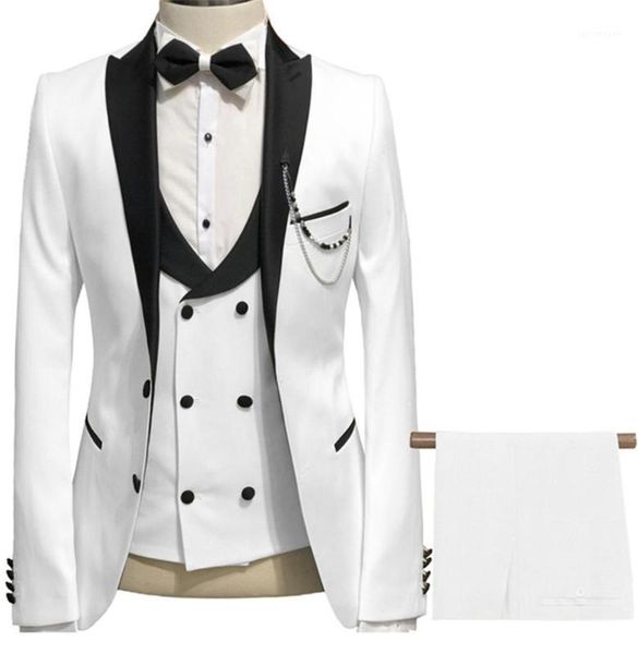 men formal suit slim fit casual three pieces business groomsmen grey white champagne lapel tuxedos for wedding blazer+pants+vest1, White;black
men formal suit slim fit casual three pieces business groomsmen grey white champagne lapel tuxedos for wedding blazer+pants+vest1, White;black