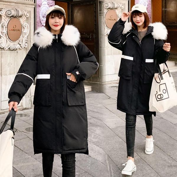 2020 winter korean fashion cotton coat long knee slim parka coat fur collar hooded cotton jacket womens down jacket1, Black
2020 winter korean fashion cotton coat long knee slim parka coat fur collar hooded cotton jacket womens down jacket1, Black