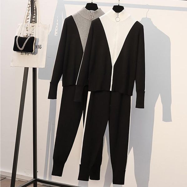 2021 new knitted two piece set women contrast patchwork turtleneck sweater cardigan+stripe pants autumn winter tracksuit female, Gray
2021 new knitted two piece set women contrast patchwork turtleneck sweater cardigan+stripe pants autumn winter tracksuit female, Gray