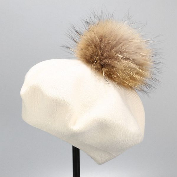 berets women pom hat fall winter casual knitted wool beret with real fur ladies female beanies nz122, Blue;gray
berets women pom hat fall winter casual knitted wool beret with real fur ladies female beanies nz122, Blue;gray