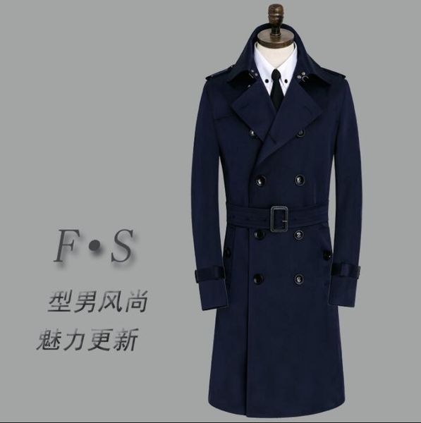 men's trench coats blue mens belt double breasted long coat men clothes business slim overcoat sleeve spring autumn s - 9xl, Tan;black 
men's trench coats blue mens belt double breasted long coat men clothes business slim overcoat sleeve spring autumn s - 9xl, Tan;black
