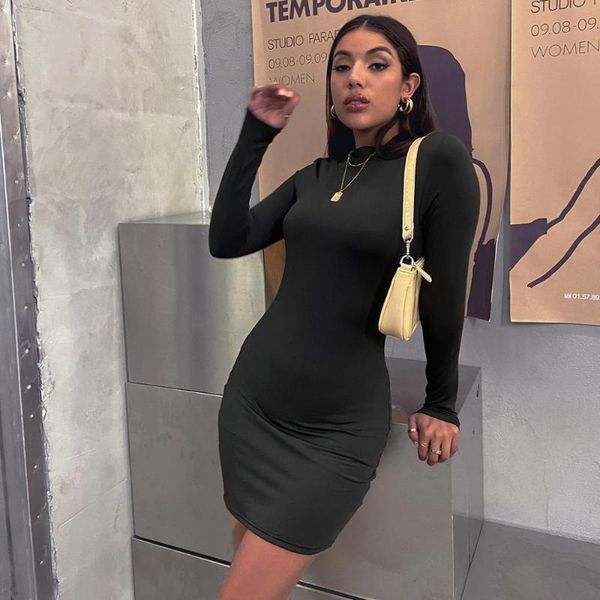 women autumn winter solid bodycon bag hip mini dress long sleeve o neck tight buttocks elastic basic red khaki party dress, Black;gray
women autumn winter solid bodycon bag hip mini dress long sleeve o neck tight buttocks elastic basic red khaki party dress, Black;gray
