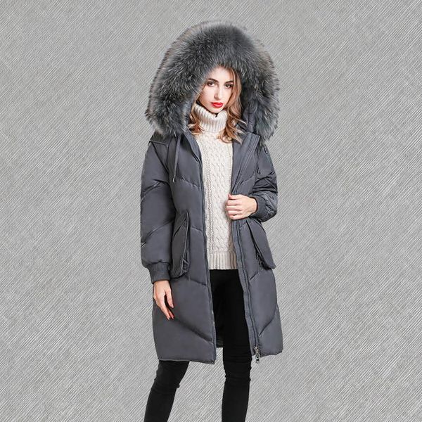 women's down & parkas women winter fashion coat long loose female jacket large racoon dog fur collar mujer 2021 kj707, Black
women's down & parkas women winter fashion coat long loose female jacket large racoon dog fur collar mujer 2021 kj707, Black