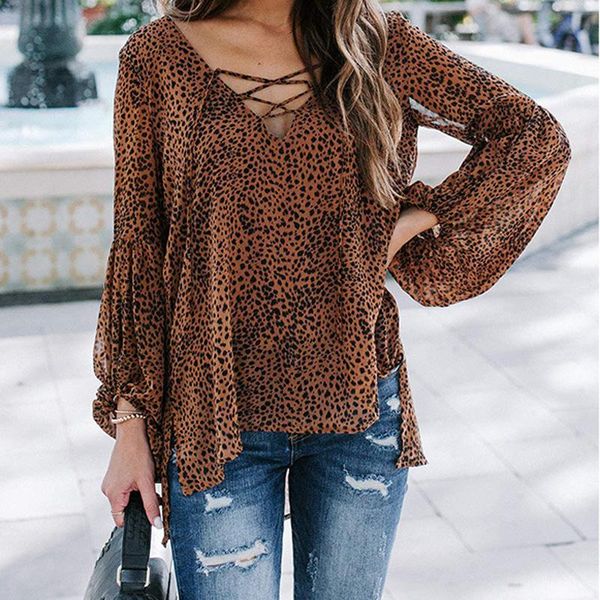 leopard print for women autumn loose female shirts pullovers casual v neck lace up long sleeve lady chiffon blouse blusas, White
leopard print for women autumn loose female shirts pullovers casual v neck lace up long sleeve lady chiffon blouse blusas, White