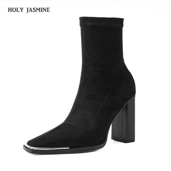 stretch flock boots women sock ankle boot female square toe thick heels shoes ladies fashion suede boots spring autumn 2020 new1, Black
stretch flock boots women sock ankle boot female square toe thick heels shoes ladies fashion suede boots spring autumn 2020 new1, Black