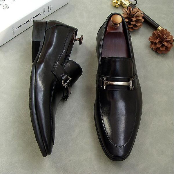 men pointed toe fashion dress shoes genuine leather slip-on handmade oxfords office formal shoes men size 38-44, Black
men pointed toe fashion dress shoes genuine leather slip-on handmade oxfords office formal shoes men size 38-44, Black