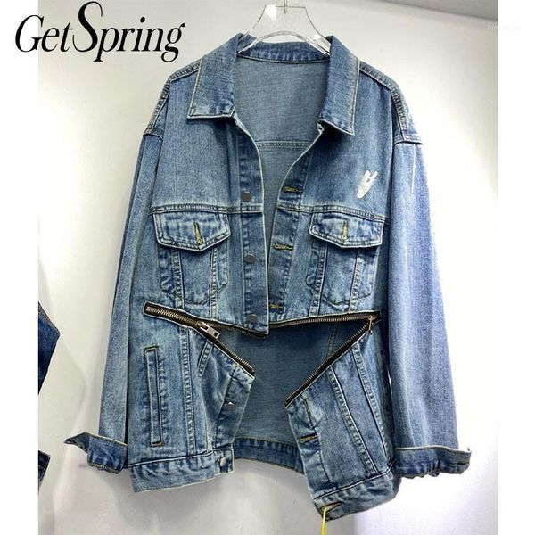 getspring women coat blue denim coat zipper split jean jacket long sleeve loose casual jean fashion irregular denim 1, Black;brown
getspring women coat blue denim coat zipper split jean jacket long sleeve loose casual jean fashion irregular denim 1, Black;brown
