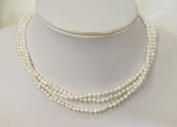 3 rows 36-60cm 14-24'' women jewelry natural pearl 3x4mm bright white freshwater pearl handmade necklace gift1, Silver
3 rows 36-60cm 14-24'' women jewelry natural pearl 3x4mm bright white freshwater pearl handmade necklace gift1, Silver