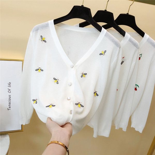 women new 2020 summer v-neck knitted casual ice silk sweaters cardigans female embroidery outwear ladies casual thin coat g158 c1023 c1030, Black
women new 2020 summer v-neck knitted casual ice silk sweaters cardigans female embroidery outwear ladies casual thin coat g158 c1023 c1030, Black