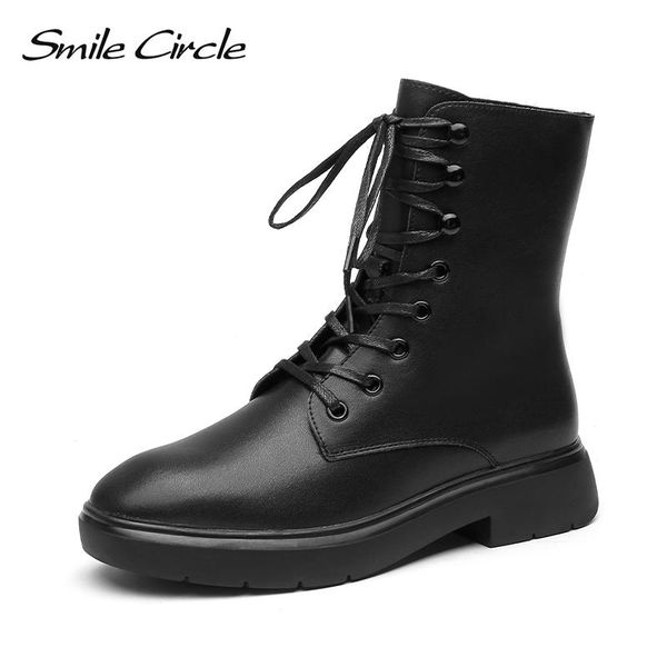 smile circle winter short boots women genuine leather platform boots lace-up warm plush punk motorcycle 2020, Black
smile circle winter short boots women genuine leather platform boots lace-up warm plush punk motorcycle 2020, Black