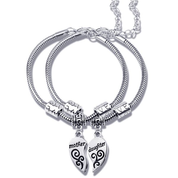 2pcs/set mother daughter jewelry love heart shaped charms bracelets bangels fashion wristband women christmas mothers day gift 5, Black
2pcs/set mother daughter jewelry love heart shaped charms bracelets bangels fashion wristband women christmas mothers day gift 5, Black