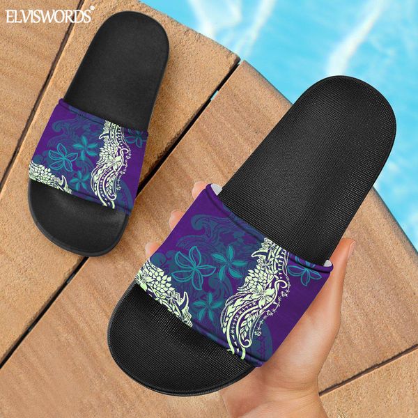 elviswords vintage polynesian plumeria tribal pattern rubber slipper summer hawaiian beachwear casual home slide sandals x1020, Black 
elviswords vintage polynesian plumeria tribal pattern rubber slipper summer hawaiian beachwear casual home slide sandals x1020, Black