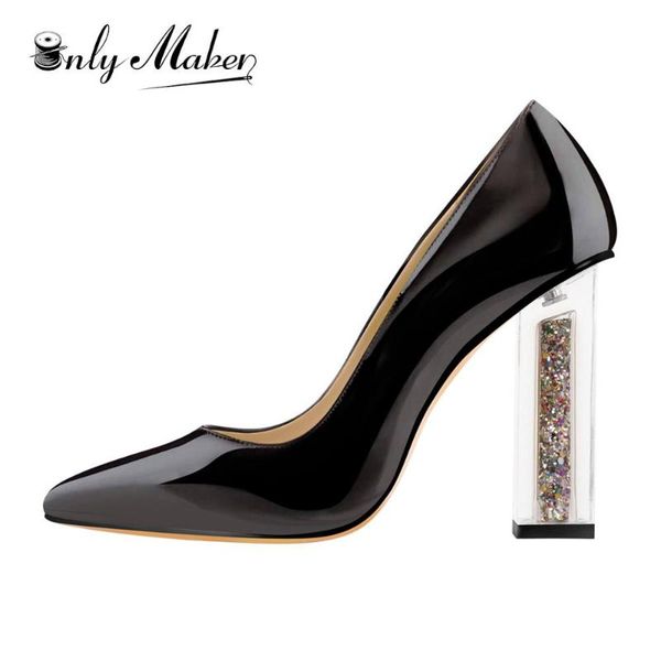 onlymaker women's high heel pumps shoes lucite clear perspex glitter block black pointed toe pumps shoes plus size us5~us15
onlymaker women's high heel pumps shoes lucite clear perspex glitter block black pointed toe pumps shoes plus size us5~us15