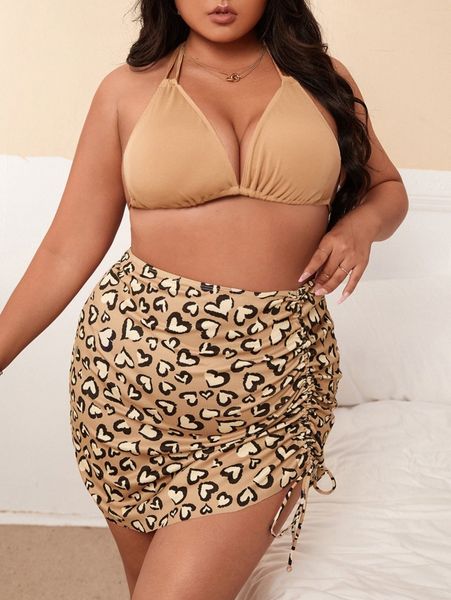 plus leopard halter triangle high waisted bikini swimsuit with beach skirt e6v1#, Black
plus leopard halter triangle high waisted bikini swimsuit with beach skirt e6v1#, Black