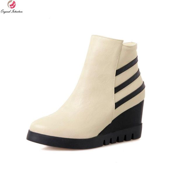 boots original intention elegant women's shoes fashion pointed toe wedge heel ankle women warm autumn winter plus size, Black
boots original intention elegant women's shoes fashion pointed toe wedge heel ankle women warm autumn winter plus size, Black