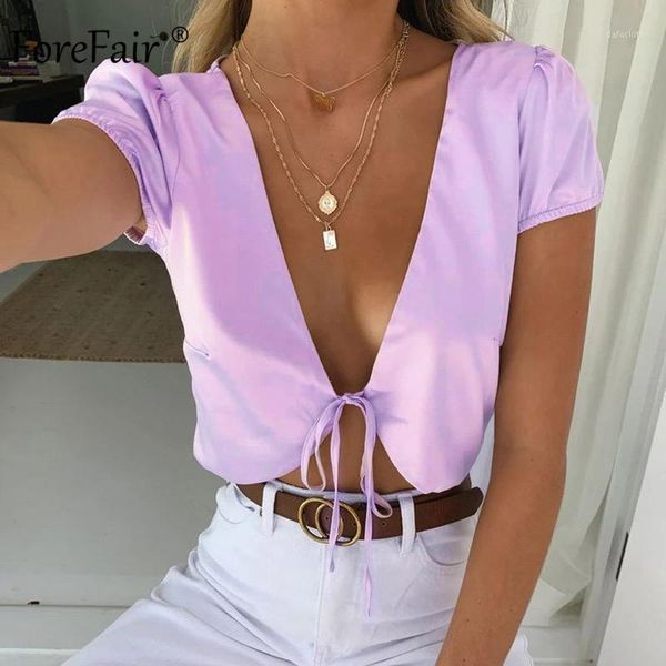 forefair women summer blouse crop bandage lace up short sleeve v neck satin slip club women blouse1, White
forefair women summer blouse crop bandage lace up short sleeve v neck satin slip club women blouse1, White
