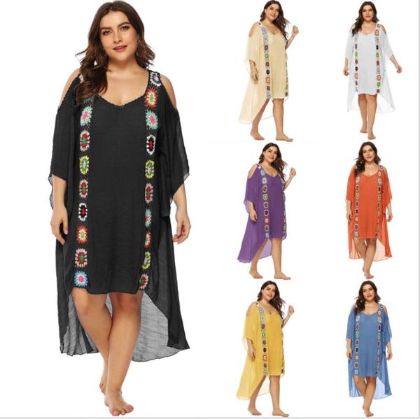 2021 new crochet beach dress women plus size off shoulder swimsuit bathing suit cover ups swimwear tunic cover up, White;black
2021 new crochet beach dress women plus size off shoulder swimsuit bathing suit cover ups swimwear tunic cover up, White;black