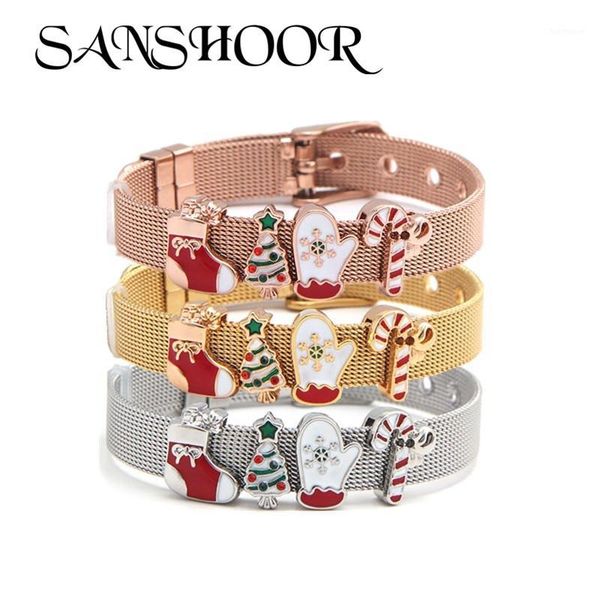 sanshoor christmas bracelets gifts 4 lovely charms stainless steel bangle set as diy women girls xmas jewelry1, Golden;silver 
sanshoor christmas bracelets gifts 4 lovely charms stainless steel bangle set as diy women girls xmas jewelry1, Golden;silver