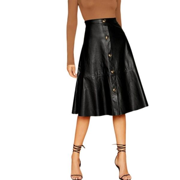 women skirt spring autumn elegant ladies streetwear solid color button high waist skirt clothes, Black
women skirt spring autumn elegant ladies streetwear solid color button high waist skirt clothes, Black